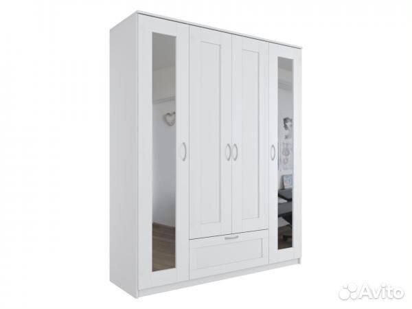 Шкаф четырехстворчатый с двумя зеркалами 1ящик