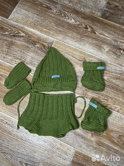Шапка детская эльф снуд пинетки перчатки комплект