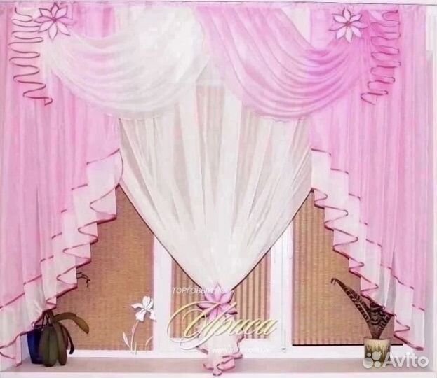 Шторы кухонные с ламбоикеном