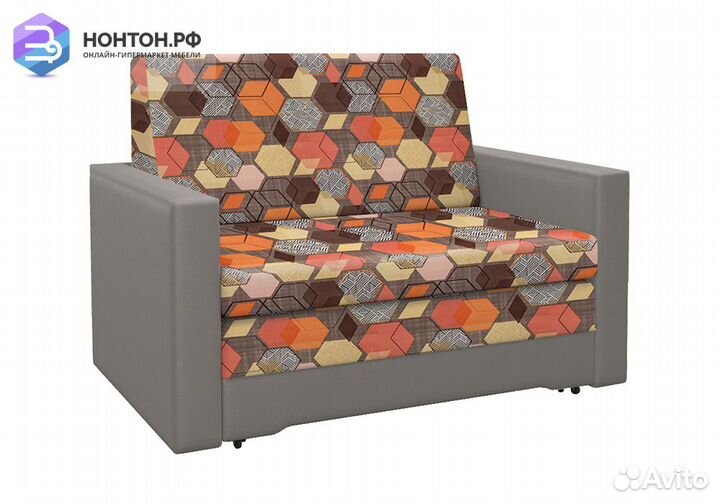 Диван выкатной Виктория-5 с узором коричневый