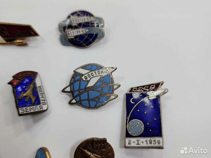 Значки СССР космос. Тяжёлый металл, эмаль