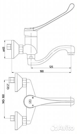 Смеситель GPD медицина MAL45 для раковины