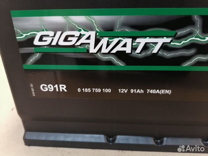 Автомобильный аккумулятор Gigawatt G91R (новый)