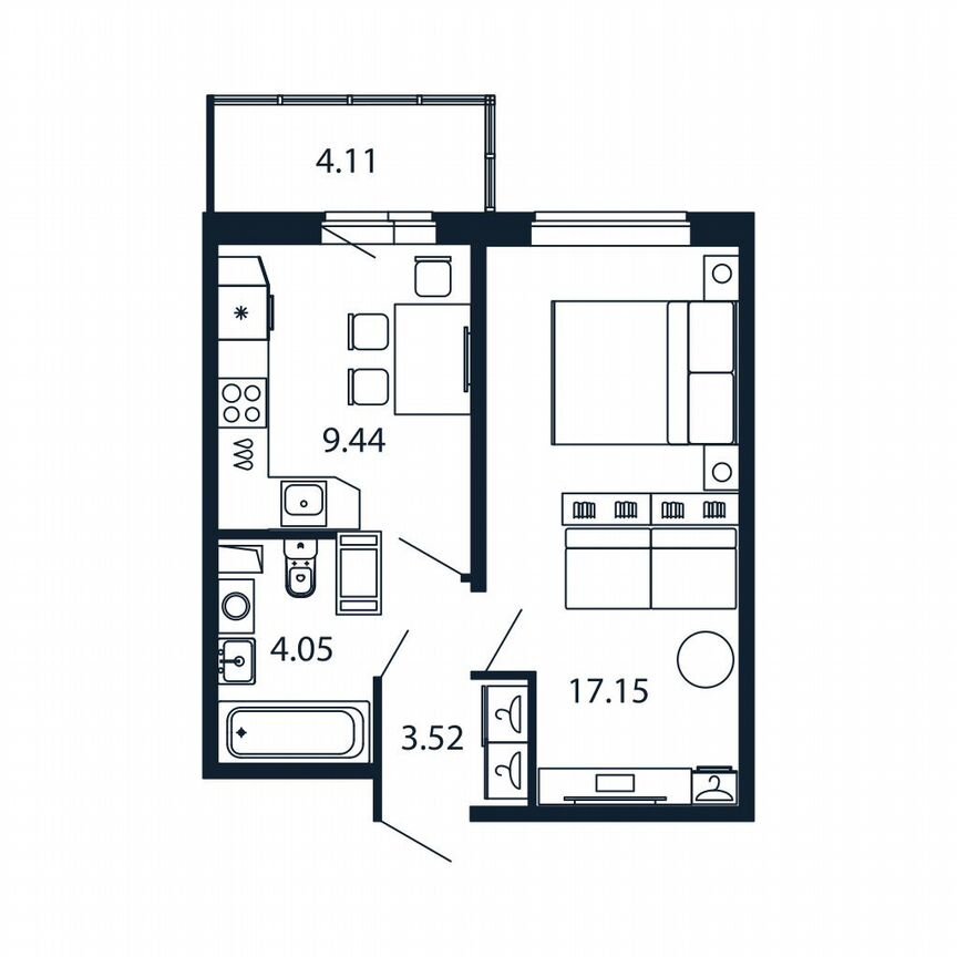 1-к. квартира, 33,6 м², 12/12 эт.