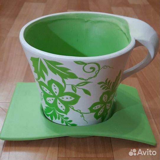 Горшок для цветов с поддоном керамический