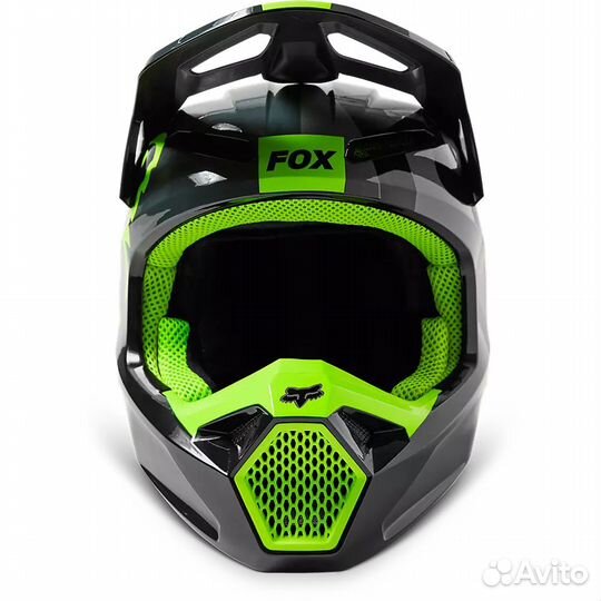 Мотошлем Fox V1 Xpozr Helmet (черно зеленый,2023)