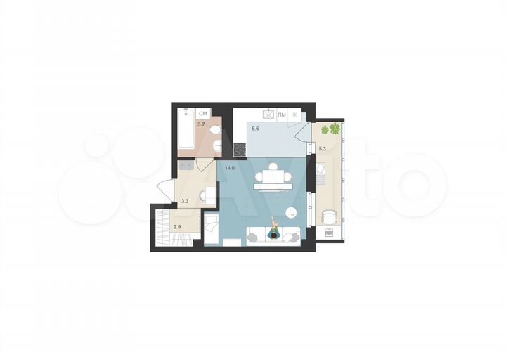 Квартира-студия, 32,1 м², 11/16 эт.