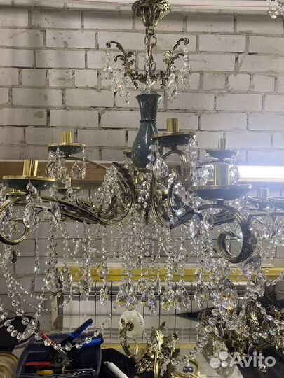Люстра бронза хрусталь