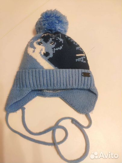 Детская зимняя шапка 46 48 розовая синяя голубая