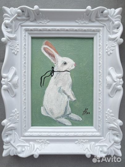 Картины этюды Кролики 10х15 холст