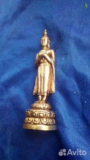 Будда бог умиротв-ие позолота бронза 10.9см(оценка