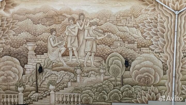 Барельеф, фонтаны, декоративка, роспись стен