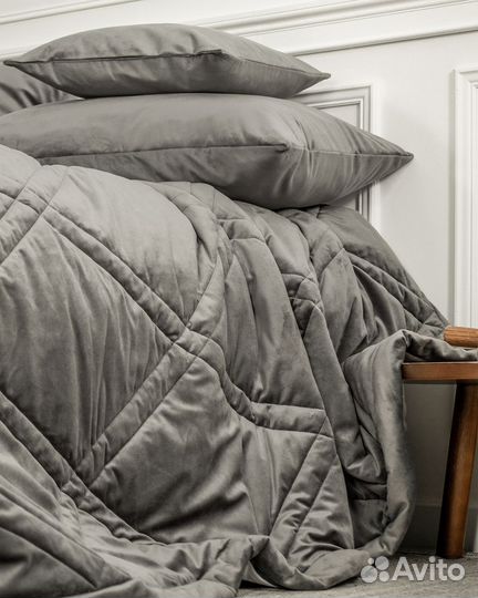 Покрывало бархат Беллиссимо стальной