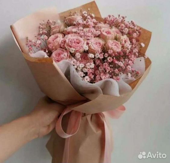 Букет цветов. Гипсофила. Розы