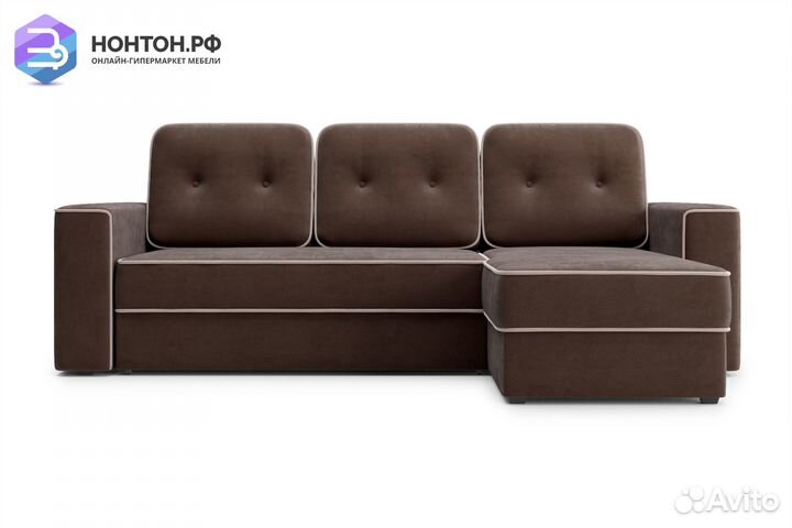 Диван угловой дельфин Берген коричневый