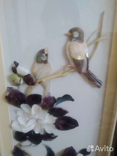 Винтажное Панно из перламутра. Старый Китай