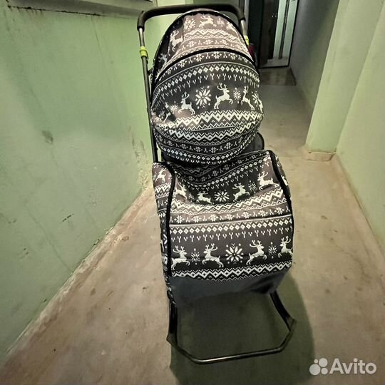 Детские санки коляска с колесами