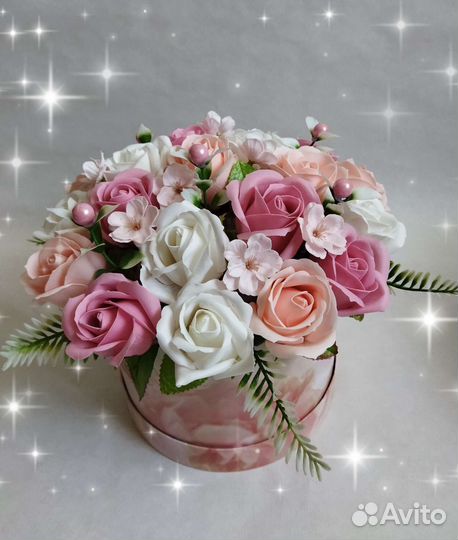 Мыльные розы в коробке