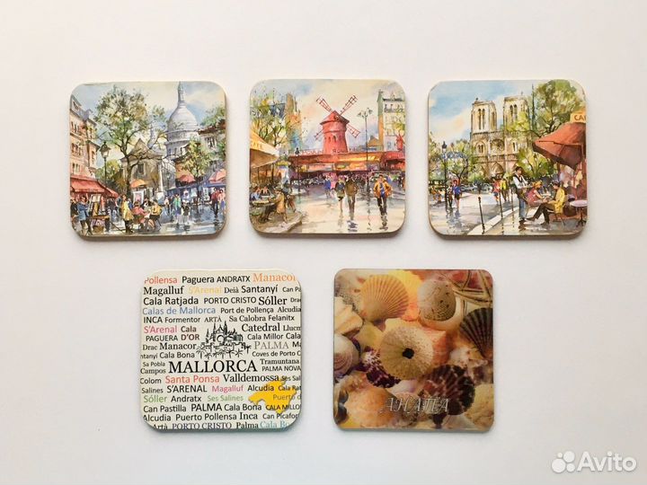 Подставки под бокалы Париж, Майорка, Анапа