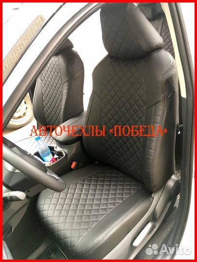 Чехлы Toyota Rav4 4 из экокожи чёрные Ромб