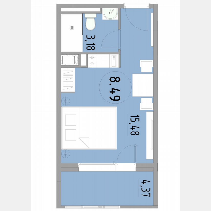 1-к. апартаменты, 23 м², 8/13 эт.