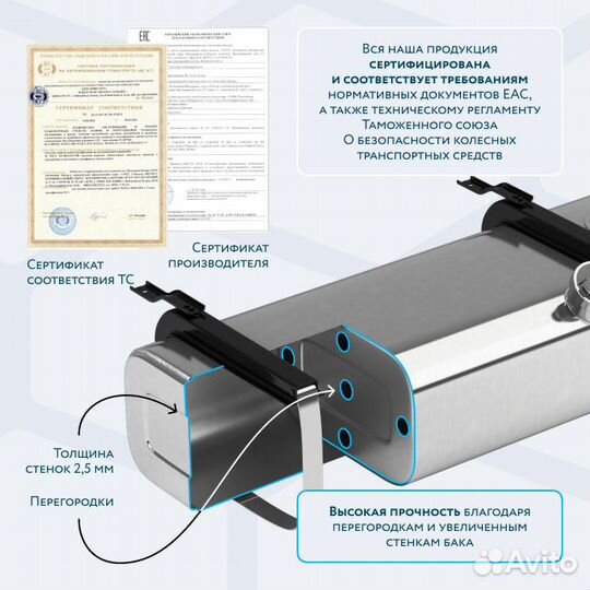 Алюминиевый топливный бак на 900л (700х700х2030)