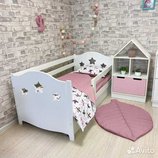 Кроватка высокий борт сингл из массива от 2х лет