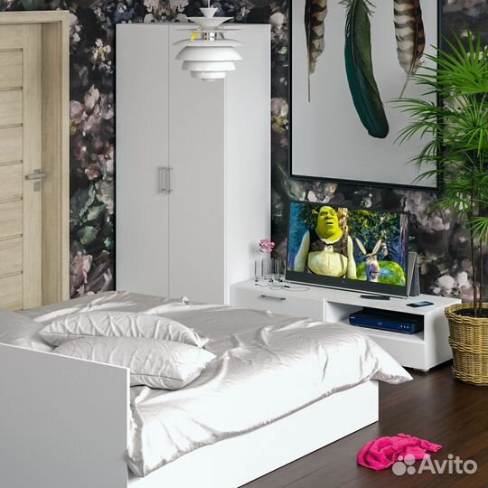 Спальня белая Стандарт № 3 Стандарт с кроватью 1800, цвет белый, спальное место 1800х2000 мм., без м