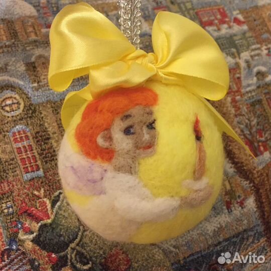 Новогодние шары из шерсти