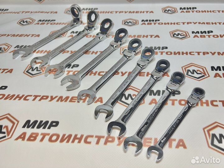 Набор комб трещоточных ключей с подвиж головкой