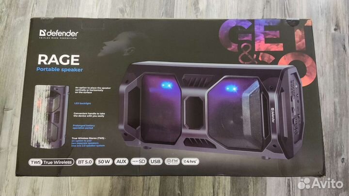 Bluetooth колонка Defender Rage 50Вт RMS