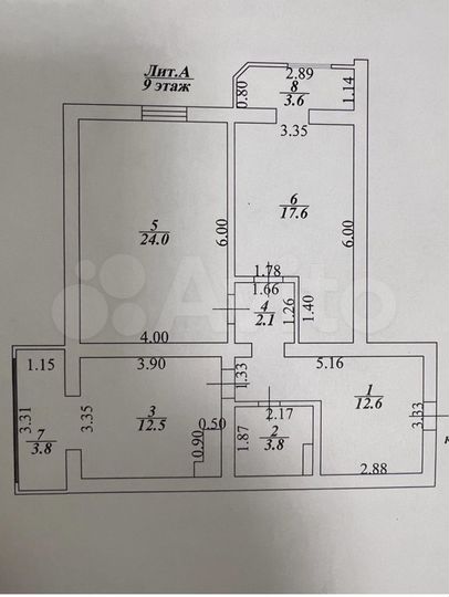 2-к. квартира, 80 м², 9/10 эт.