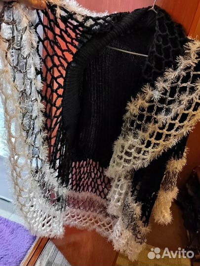 Вязаное пончо, нежное, красивое. Oversize