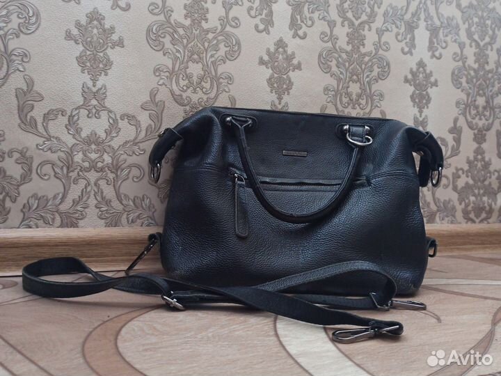Женская кожаная сумка, черная