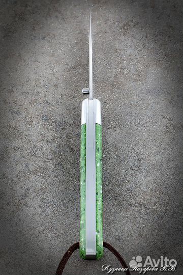 Нож складной сталь Elmax Перо дюраль акрил зеленый