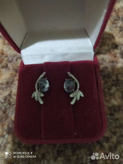 Серьги серебро с топазами и фианитами