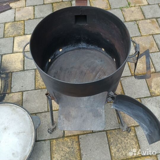 Печь учаг 3 мм с чугун казаном 16 литров, крышка