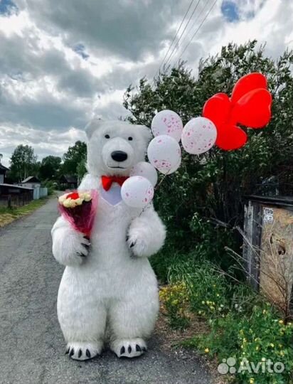 Белый мишка-улыбашка поздравление