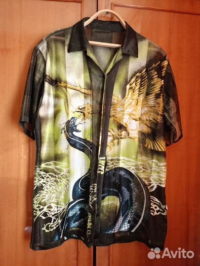 Рубашка гавайская с Драконом,в сеточку