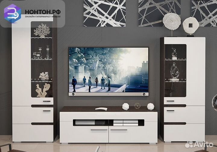 Гостиная Фьюжн №2 венге линум / белый глянец