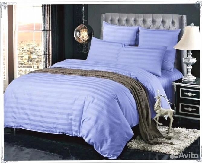 Постельное белье страйп сатин евро