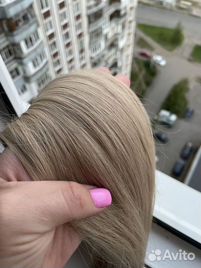 Волосы для наращивания блонд растяжкой 52см