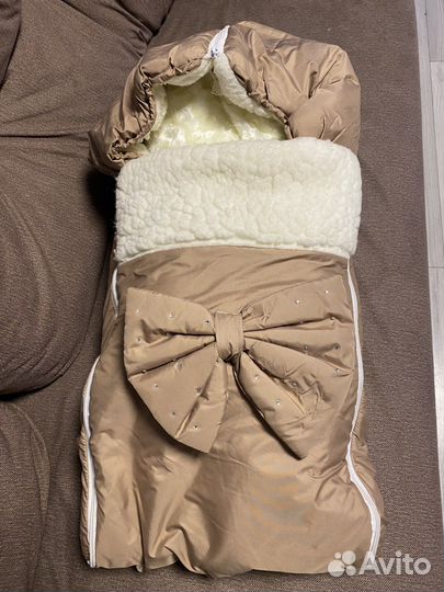 Зимний детский конверт на выписку с одеялом