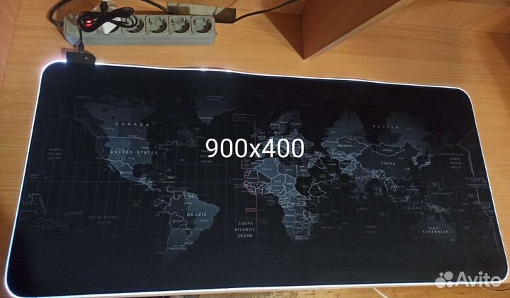 Большой игровой коврик для мыши с RGB карта мира