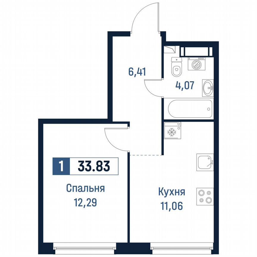 1-к. квартира, 33,8 м², 14/18 эт.