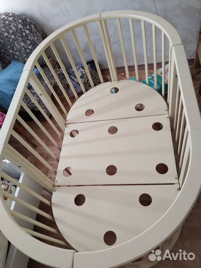 Детская кроватка трансформер + матрасы +бортики