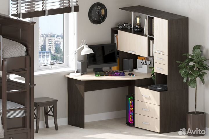 Компьютерный стол угловой с надстройкой