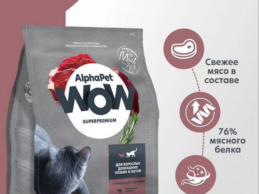 Сухой корм для кошек AlphaPet WOW Superpremium