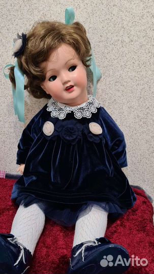 Кукла немецкая папье маше с мишкой