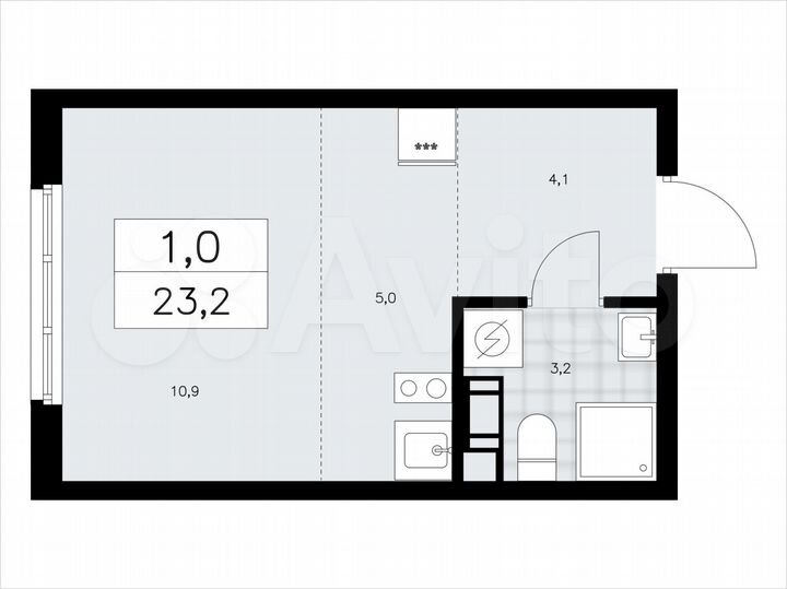 Квартира-студия, 23,2 м², 3/11 эт.